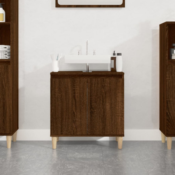 Armario de lavabo madera contrachapada roble marrón 58x33x60 cm D