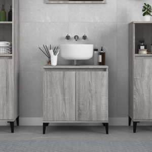 Armario de lavabo madera contrachapada gris Sonoma 58x33x60 cm D