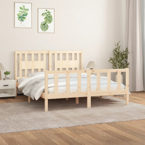 Estructura de cama con cabecero madera maciza de pino 150x200cm D