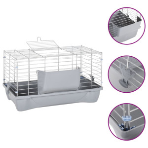 Caixa para hamster de polipropileno e metal cinza 58x32x31 cm D