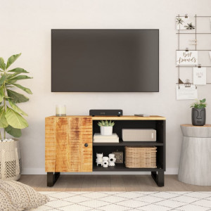 Mueble de TV madera mango y madera contrachapada 80x33x46 cm D