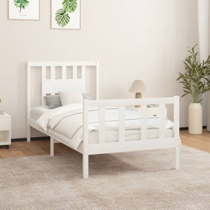 Estructura de cama con cabecero madera de pino blanca 90x200 cm D