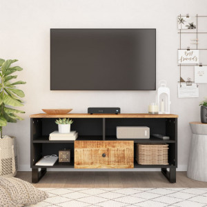Mueble de TV madera mango y madera contrachapada 100x33x46 cm D