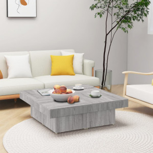 Mesa de centro madera contrachapada gris Sonoma 90x90x28 cm D