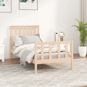 Estructura de cama con cabecero madera maciza de pino 90x200 cm D