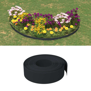 Bordura de jardín polietileno negro 10 m 15 cm D