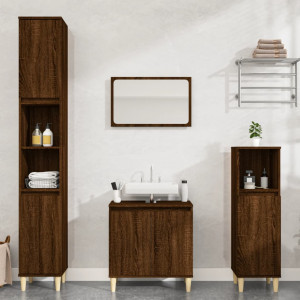 Set de muebles baño 3 pzas madera contrachapada roble marrón D