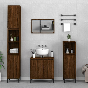 Set de muebles baño 3 pzas madera contrachapada roble marrón D