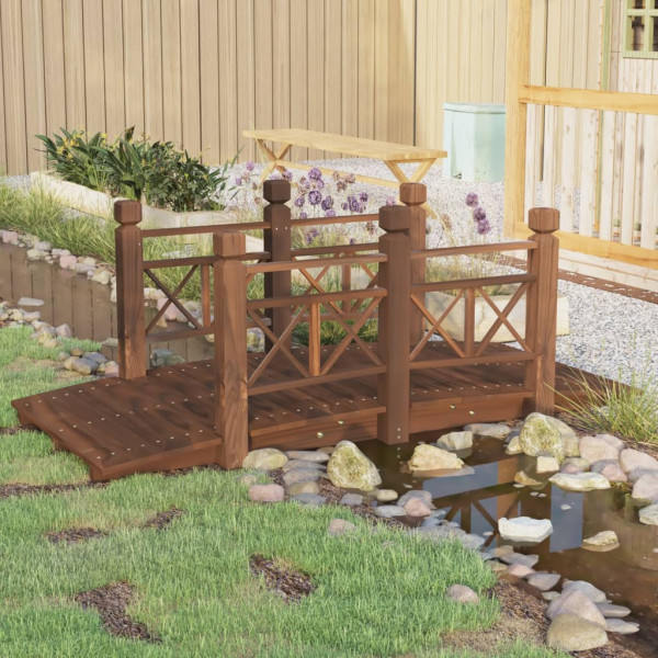 Puente de jardín con barandillas madera de abeto 150x67x56cm D