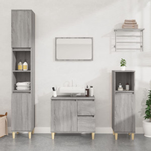 Armario de baño madera contrachapada gris Sonoma 65x33x60 cm D