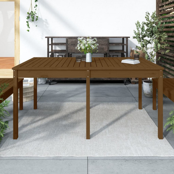 Mesa de jardín madera maciza pino marrón miel 159.5x82.5x76 cm D