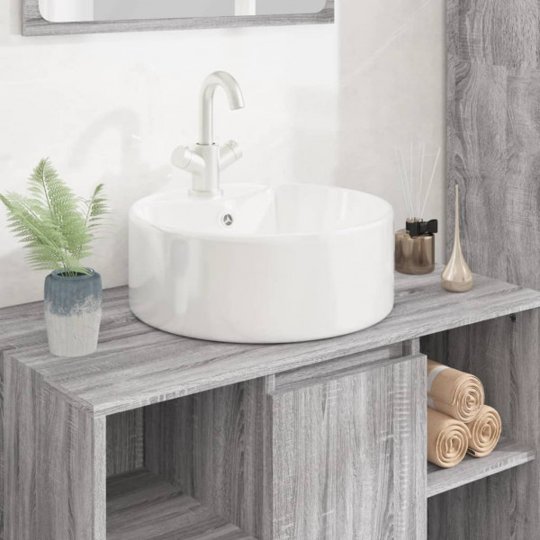 Lavabo redondo de cerámica blanco 40x14.5 cm D