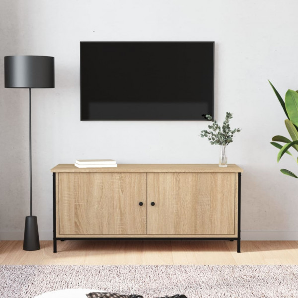 Mueble TV con puertas contrachapada roble Sonoma 102x35x45 cm D