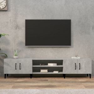Mueble de TV madera contrachapada gris hormigón 180x31.5x40 cm D