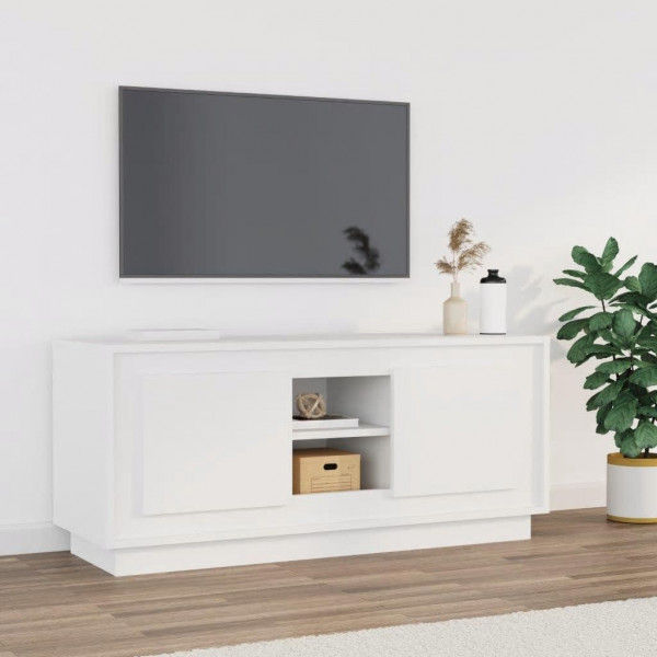 Mueble TV con puertas madera contrachapada negro 102x35x45 cm