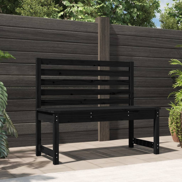 Banco de jardín madera maciza pino negro 109 cm D