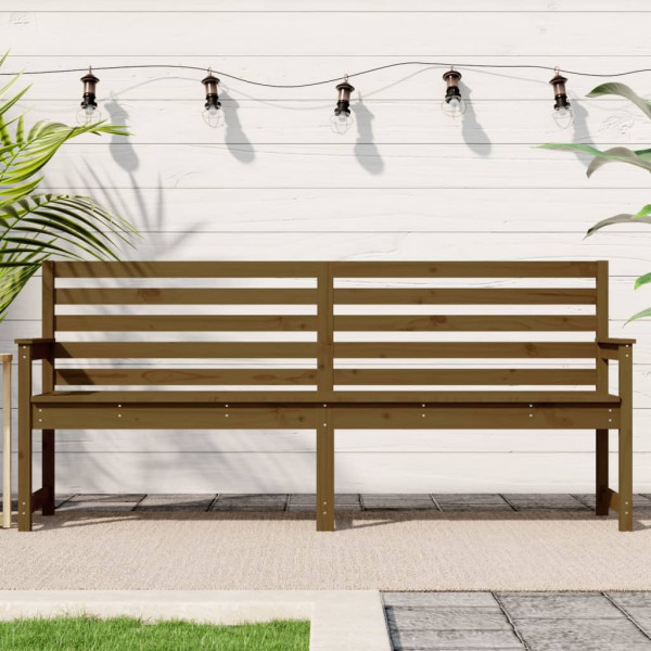 Banco de jardim madeira maciça pinheiro marrom mel 203.5x48x91.5 cm D