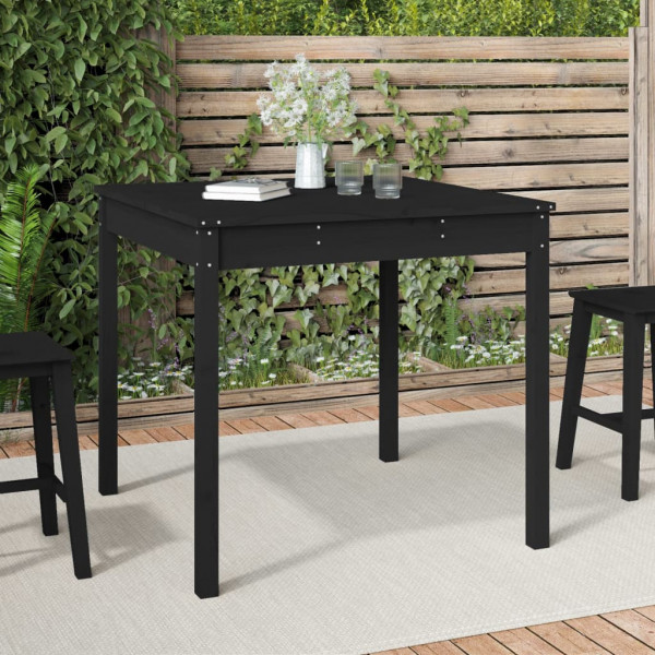 Mesa de jardín madera maciza pino negro 82.5x82.5x76 cm D