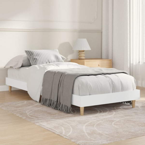 Estructura de cama madera contrachapada blanca 75x190 cm D