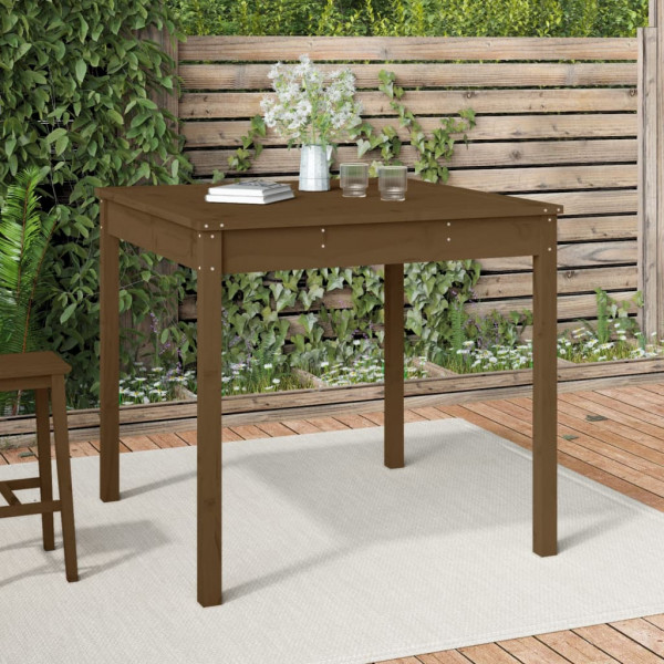 Mesa de jardín madera maciza pino marrón miel 82.5x82.5x76 cm D