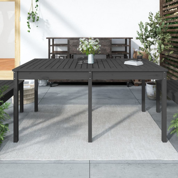 Mesa de jardín madera maciza pino gris 159.5x82.5x76 cm D