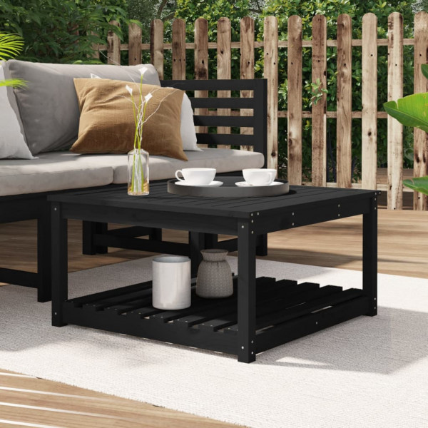 Mesa de jardín madera maciza pino negro 82.5x82.5x45 cm D