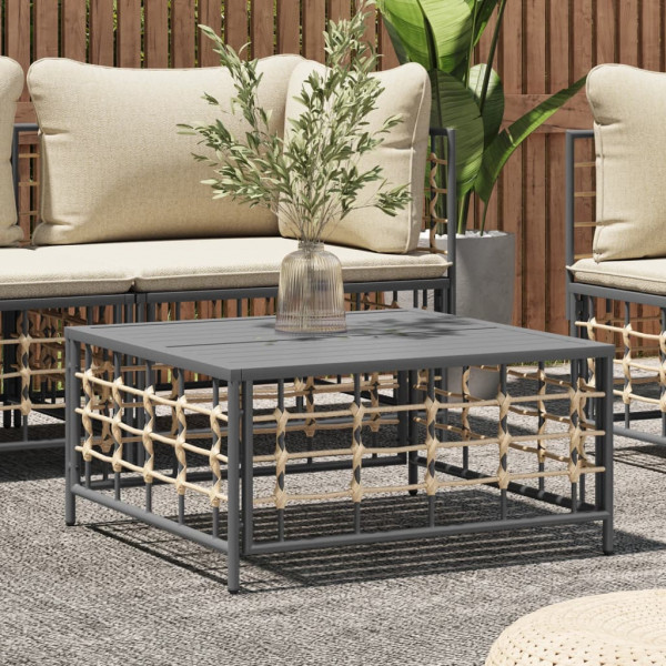 Mesa de jardim em rattan sintético cinza antracite 70x70x34 cm D