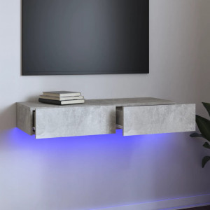 Mueble para TV con luces LED gris hormigón 90x35x15.5 cm D