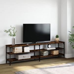 Mueble TV metal y madera contrachapada roble humo 180x30x50cm D