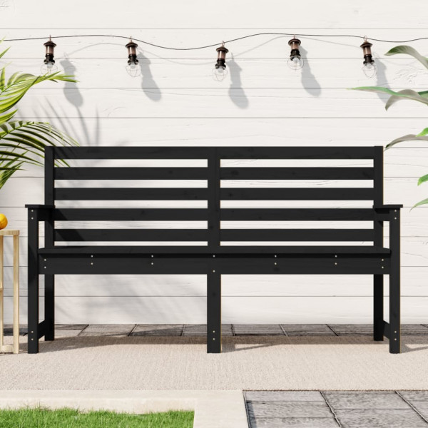 Banco de jardín madera maciza pino negro 159.5x48x91.5 cm D