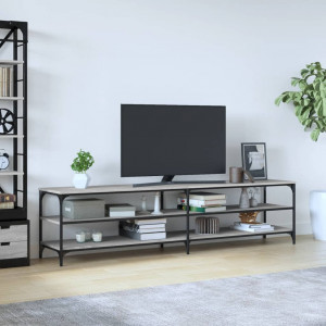 Mueble TV metal y madera contrachapada gris Sonoma 200x30x50 cm D
