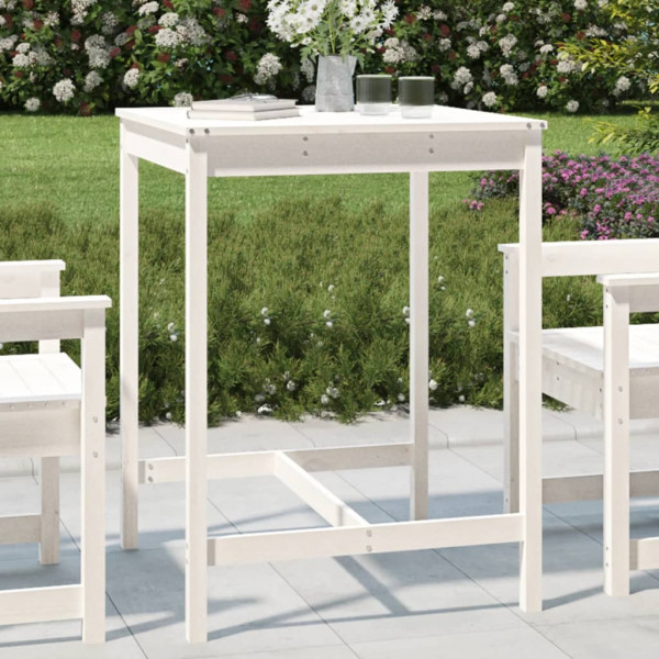 Mesa de jardim madeira maciça pinho branco 82.5x82.5x110 cm D