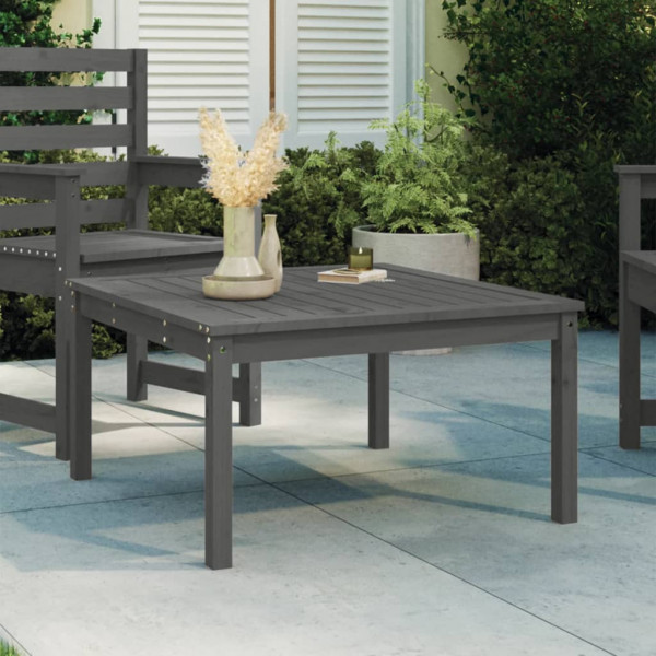 Mesa de jardim madeira maciça pinho cinza 82.5x82.5x45 cm D