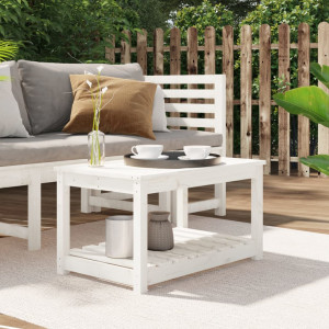 Mesa de jardín madera maciza de pino blanco 82.5x50.5x45 cm D