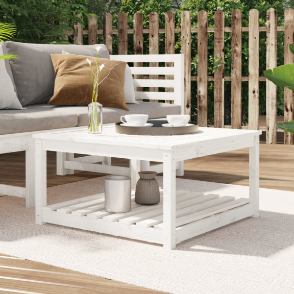 Mesa de jardim madeira maciça pinho branco 82.5x82.5x45 cm D