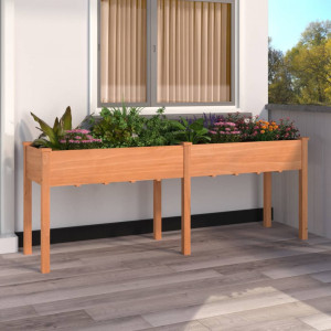 Jardinera con forro madera maciza de abeto marrón 203x53x76 cm D