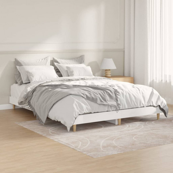 Estructura de cama madera contrachapada blanco brillo 140x190cm D
