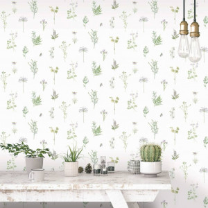 Evergreen Papel pintado Herbs And Flowers blanco D