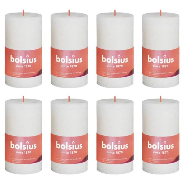 Bolsius Velas rústicas Shine 8 unidades perla suave 100x50 mm D