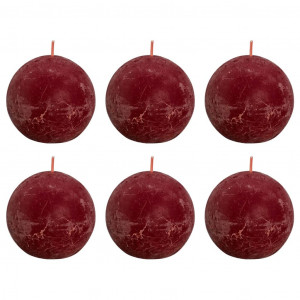 Bolsius Velas de bola rústicas Shine 6 unidades rojo velvet 76x71 mm D