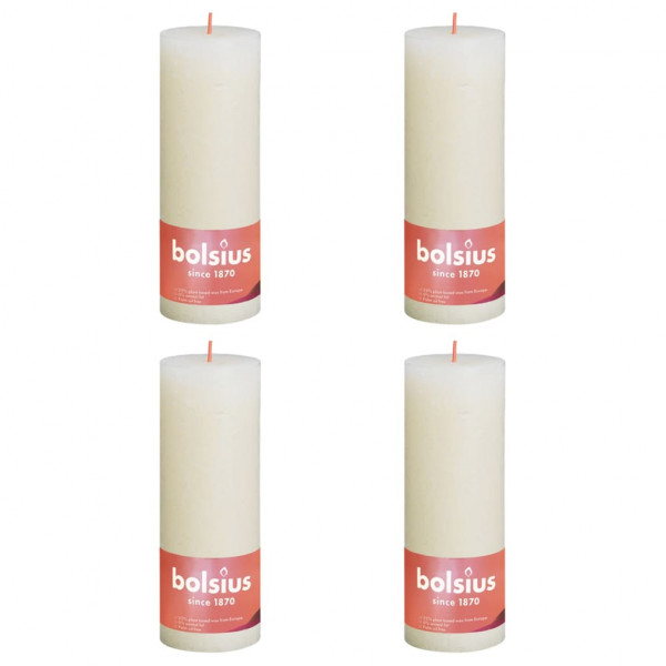 Bolsius Velas rústicas Shine 4 unidades perla suave 190x68 mm D