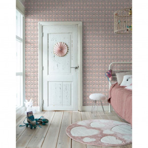 Good Vibes Hexagon Pattern papel de parede rosa e roxo D