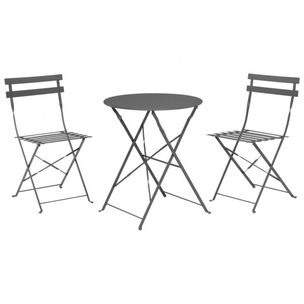 ProGarden Mesa y sillas de bistró 3 piezas gris antracita oscuro mate D