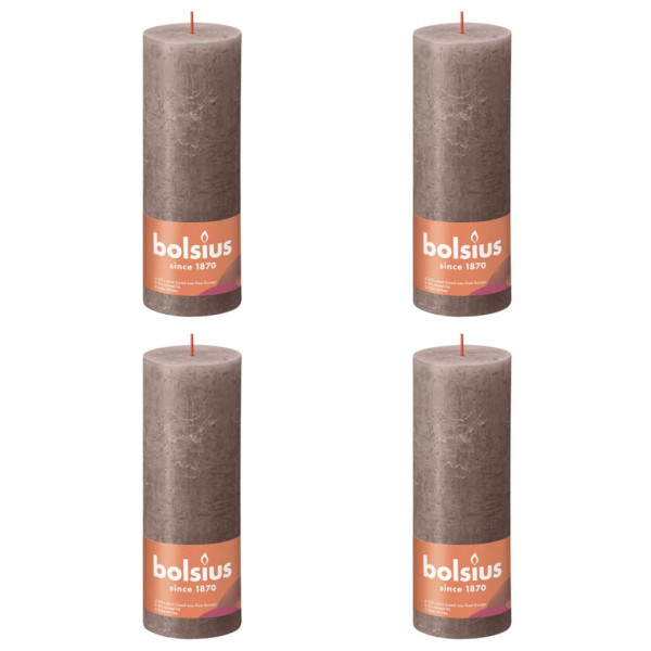 Bolsius Velas rústicas Shine 4 unidades rústica cinza taupe 190x68 mm D