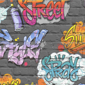 DUTCH WALLCOVERINGS Papel de pared diseño graffiti multicolor L179-01 D