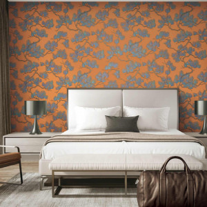 DUTCH WALLCOVERINGS Papel de parede pinho azul e laranja D