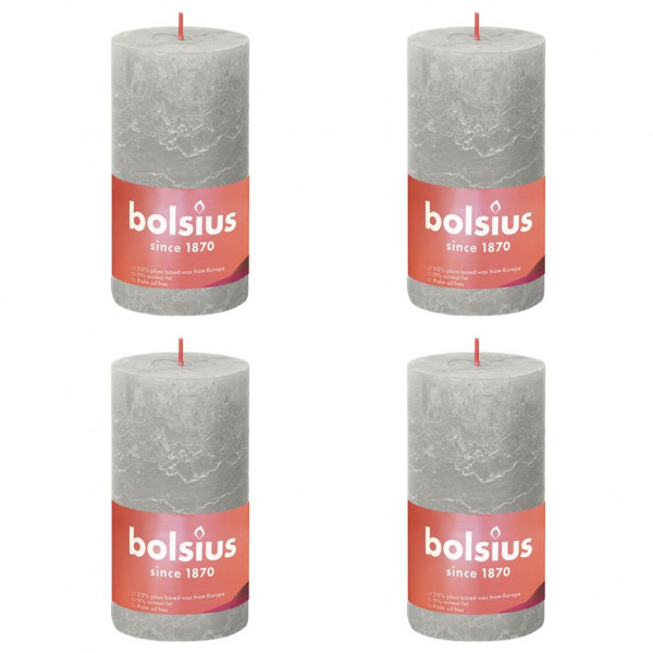 Bolsius Velas rústicas Shine 4 unidades cinza areia 130x68 mm D