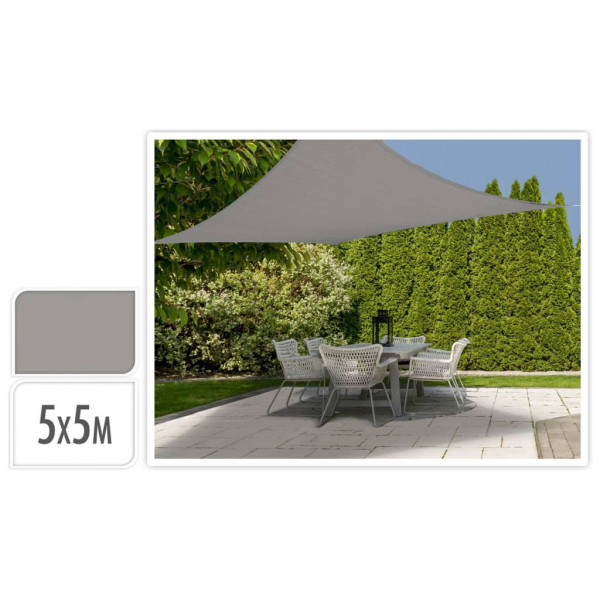 ProGarden Toldo de tecido quadrado cinza de 5x5 m D