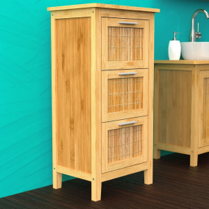EISL Mobiliário de banheiro com 3 caixotes de bambu 30x42x82 cm D