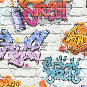 DUTCH WALLCOVERINGS Papel de parede design graffiti multicolor L179-05 D